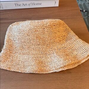 Neutral Woven Straw Bucket Hat - Women
